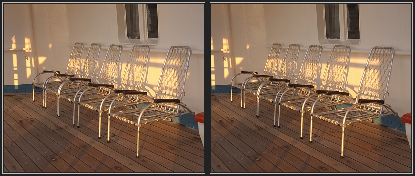 Liegest�hle in der Abendsonne